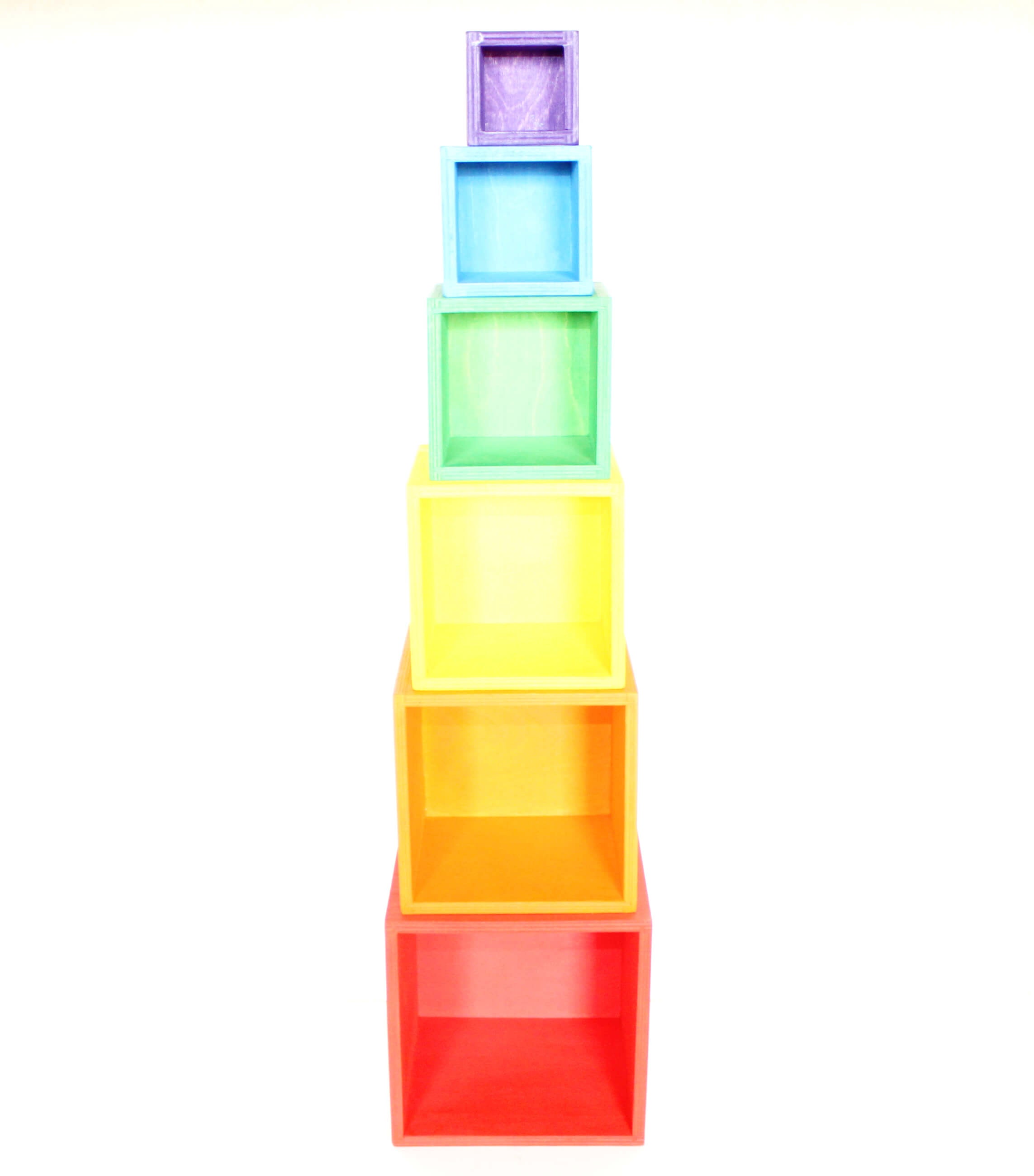 Wooden rainbow stacking boxes - Educational toy