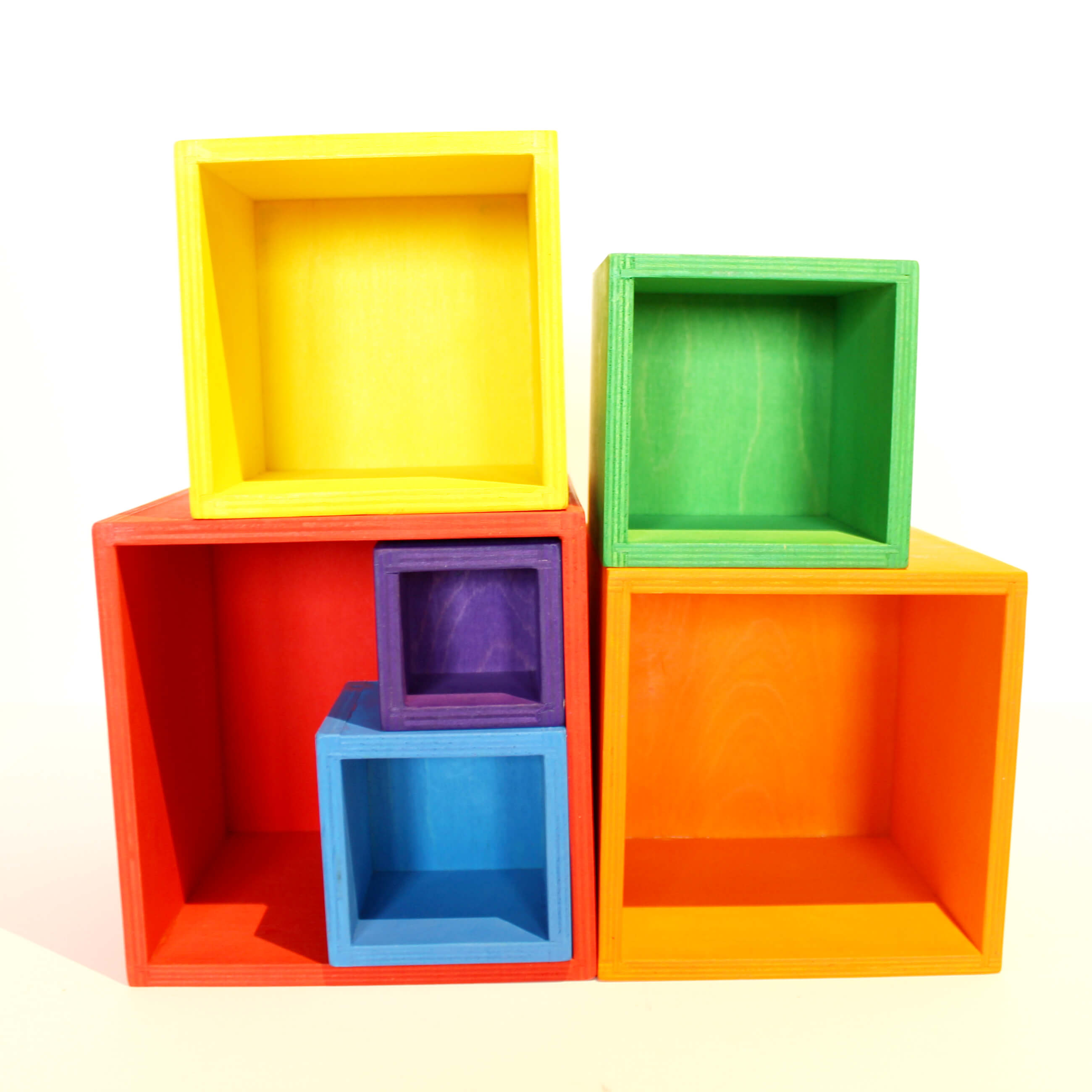 Wooden rainbow stacking boxes - Educational toy