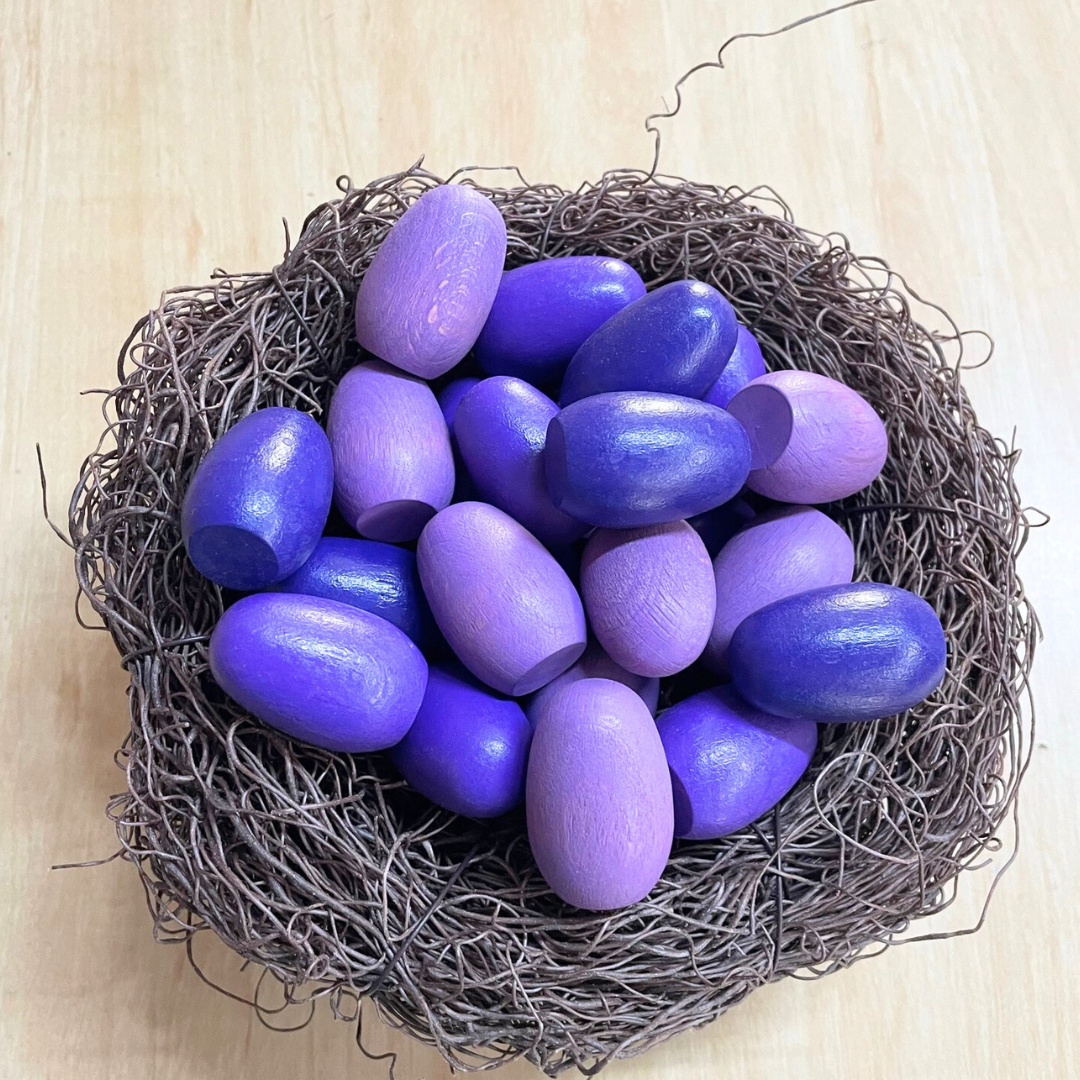 Wooden Eggs Set of 3 Easter Egg hunt Loose Part Craft DIY