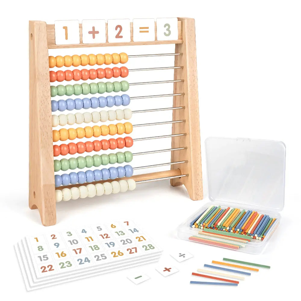 Juego de Juguetes de Matemáticas de Madera Fidtoy para Niños Kit de Aprendizaje de Conteo, Suma y Multiplicación
