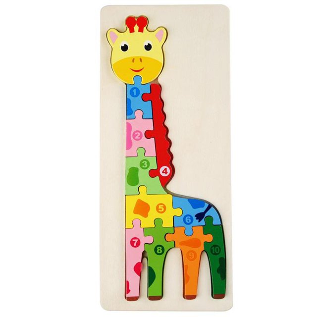 Fidtoy 3D Wooden Animal Board Giraffe Puzzle, Wooden Giraffe Puzzle Board for Toddlers, Animal Recognition Matching Fine Motor Toy Ages 2-6