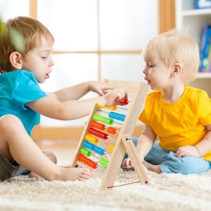 Fidtoy Abacus for Toddlers 3-5 – Wooden Counting Toy for Kids Learning Math