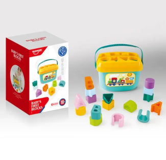 Fidtoy Baby Shape Sorter Blocks Set with 16 Building Blocks