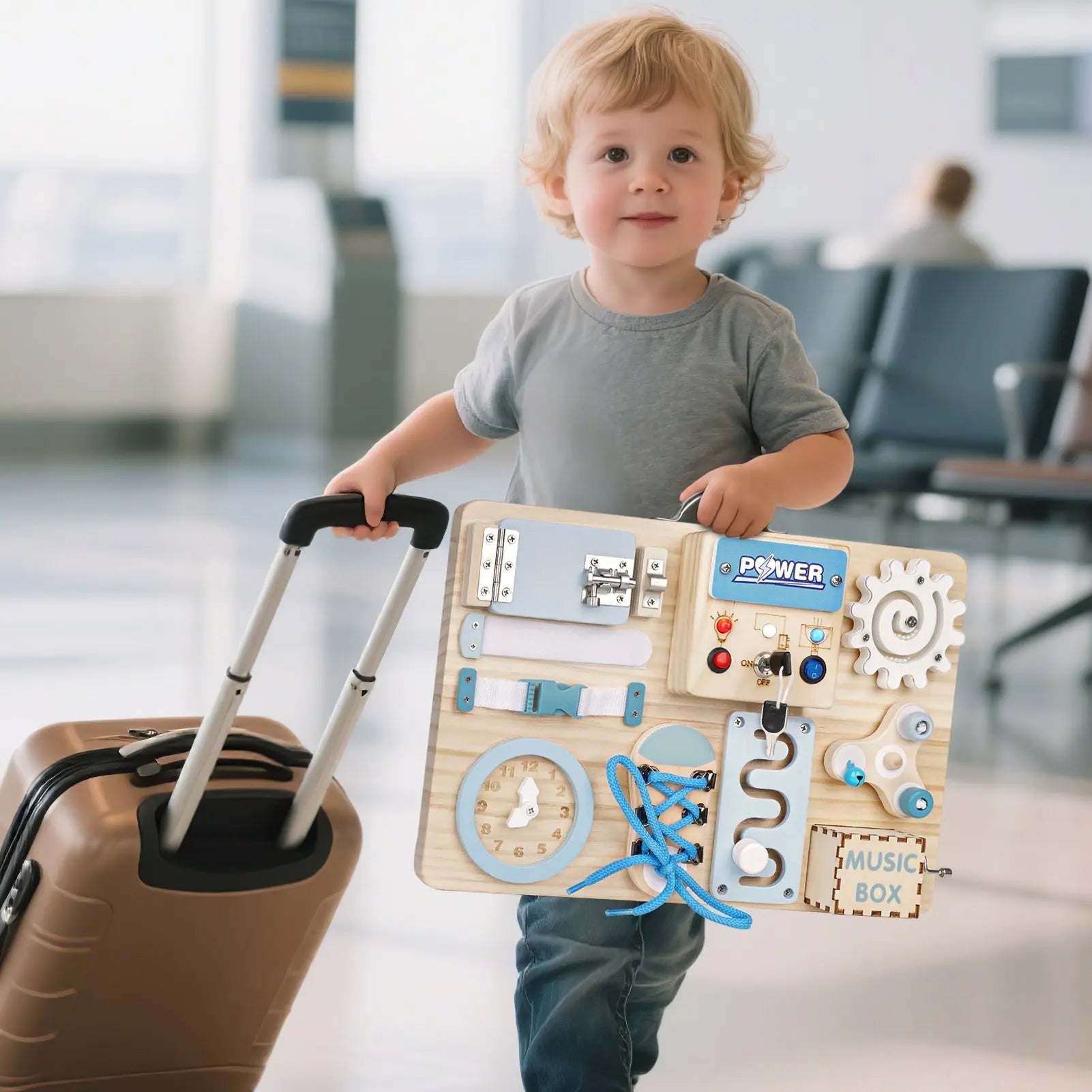 Montessori Busy Board - Sensory Development and Fine Motor Skills Toy for Toddlers