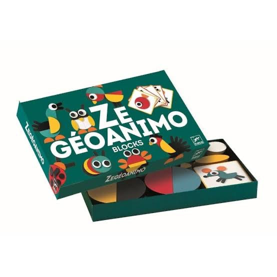Extra Thick Wooden Geometric Shapes Pattern Blocks with animal theme Flash Cards