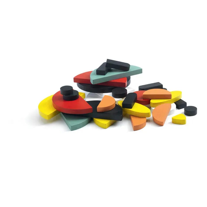 Extra Thick Wooden Geometric Shapes Pattern Blocks with animal theme Flash Cards