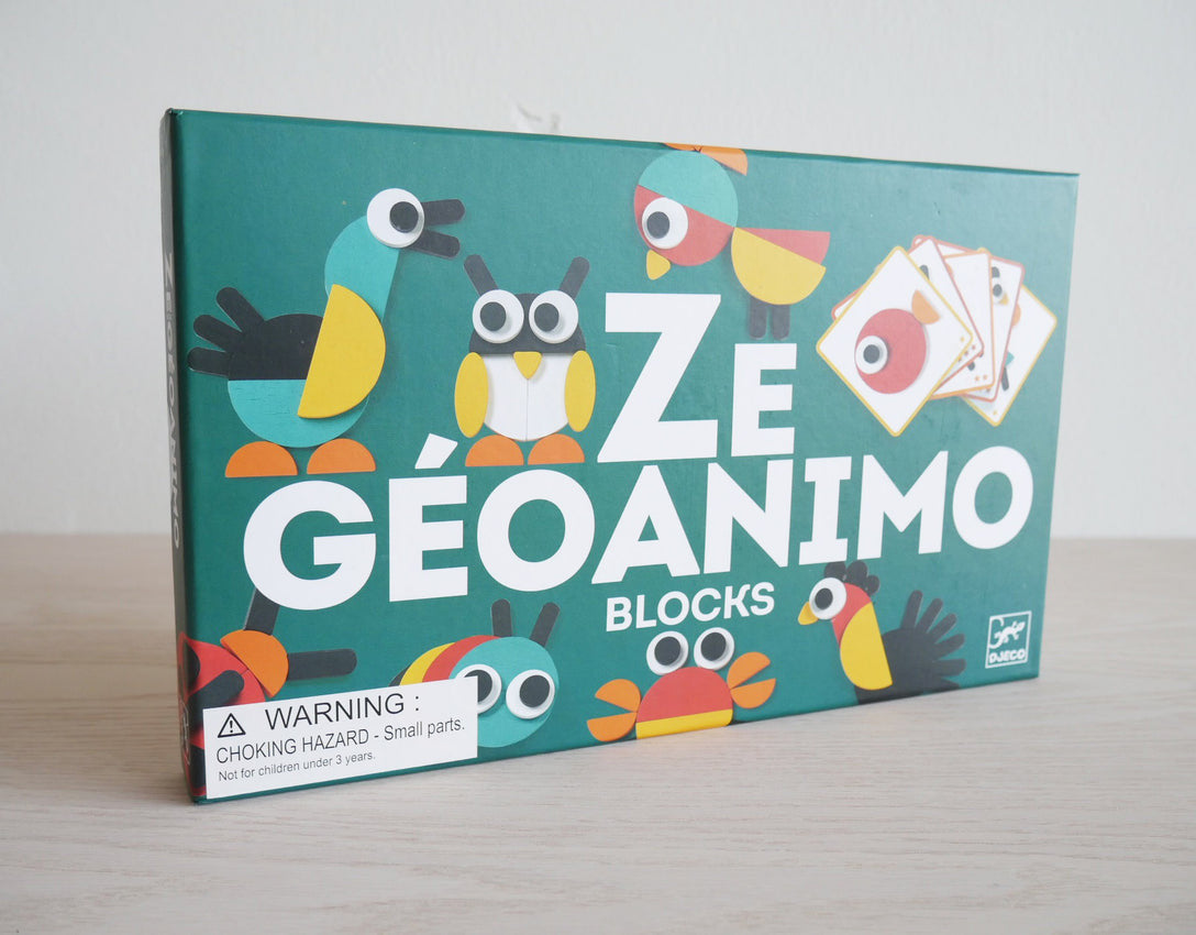 Extra Thick Wooden Geometric Shapes Pattern Blocks with animal theme Flash Cards