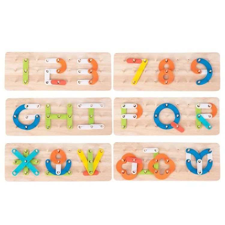Wooden Changeable Puzzle – Alphabet and Numbers Construction Set for Early Learning