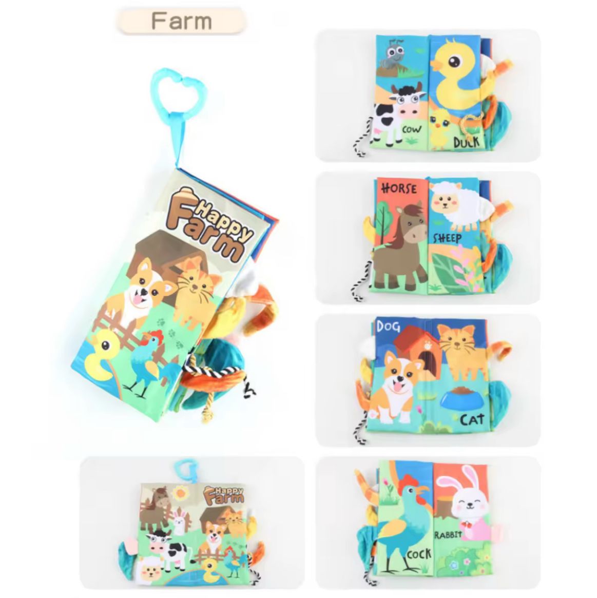 4-in-1 Animal Tails Soft Baby Books - Sensory Cloth Books for Early Learning