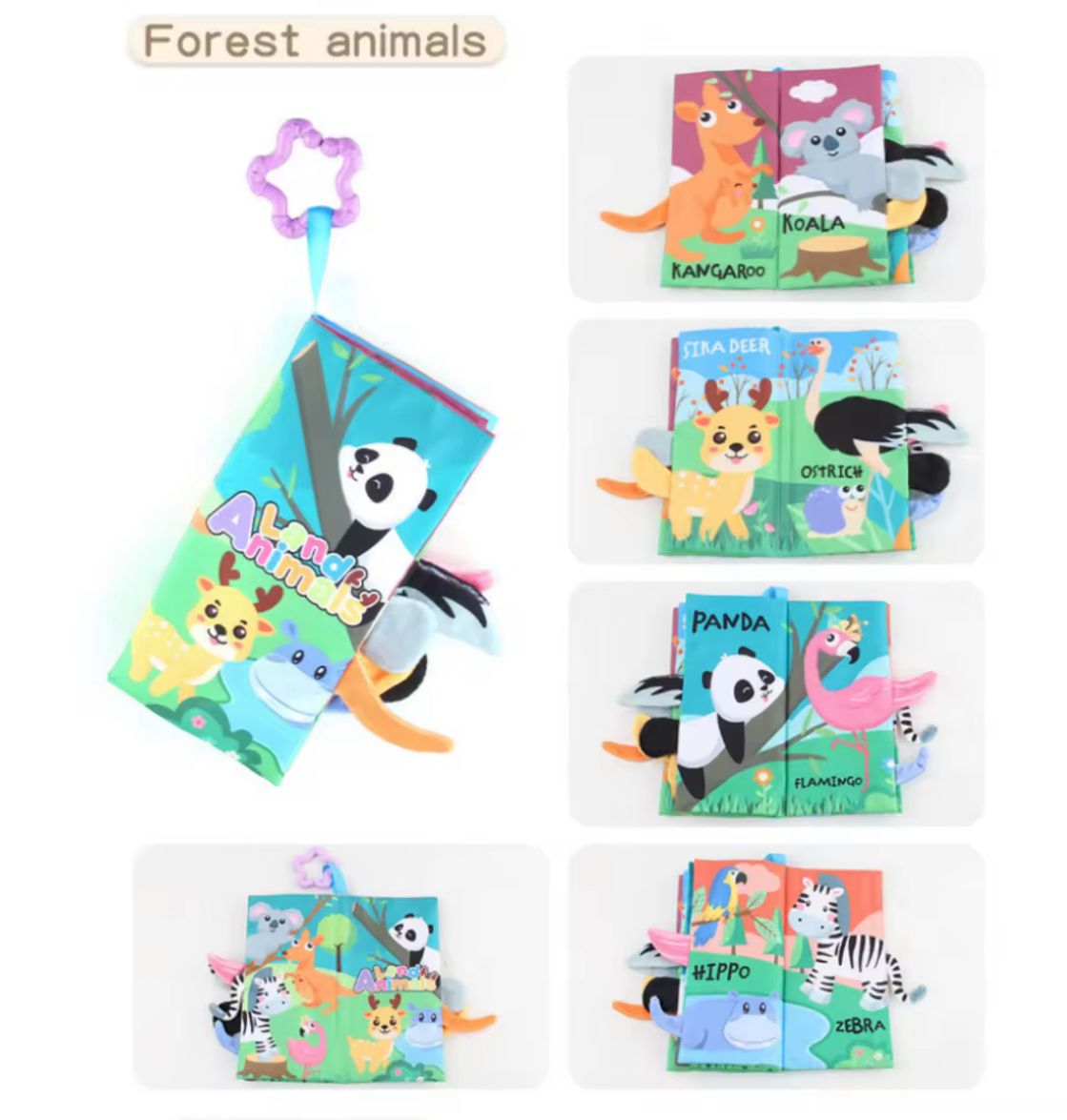 4-in-1 Animal Tails Soft Baby Books - Sensory Cloth Books for Early Learning