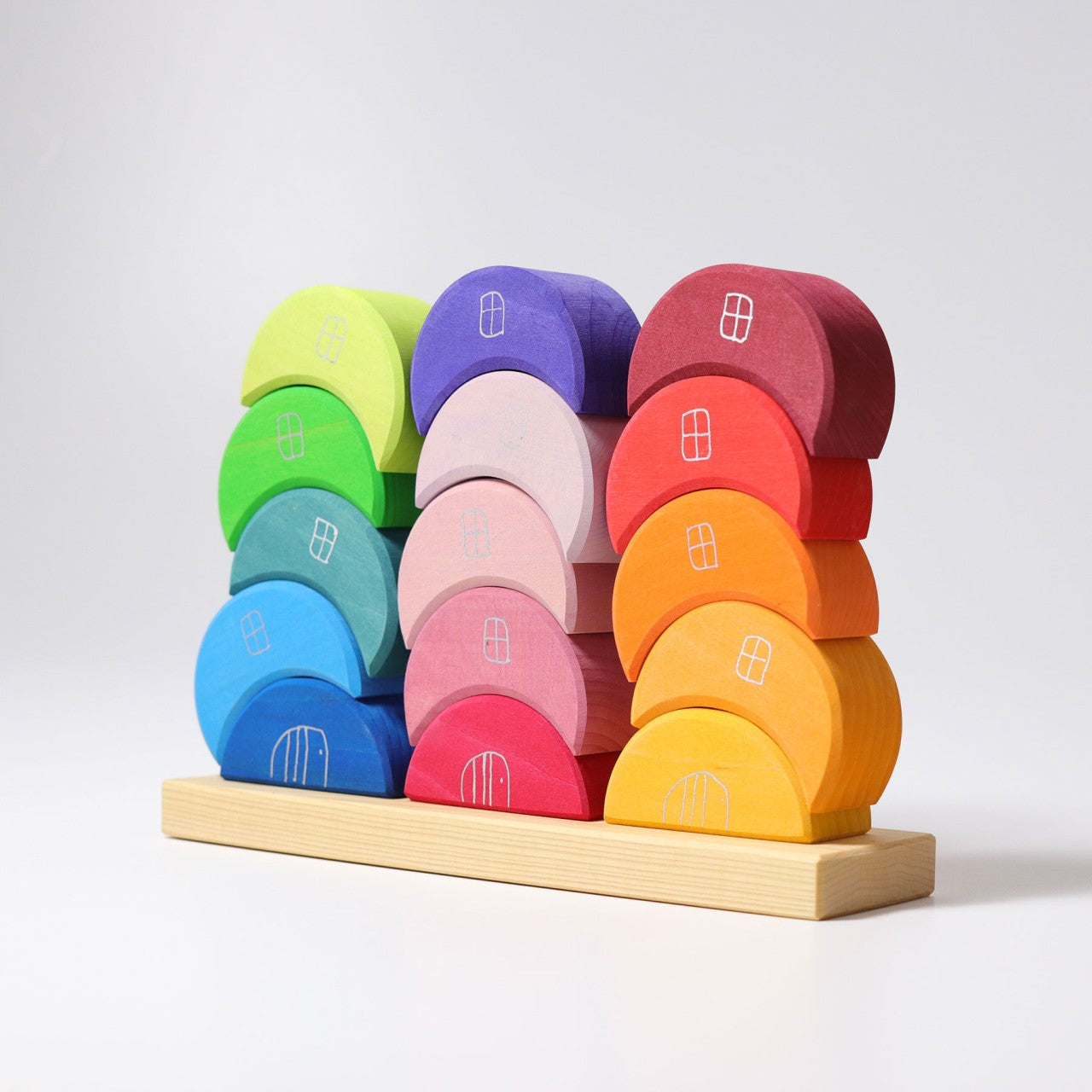 Fidtoy Wooden Moon Stacking Blocks Rainbow Balance Building Toy for Kids