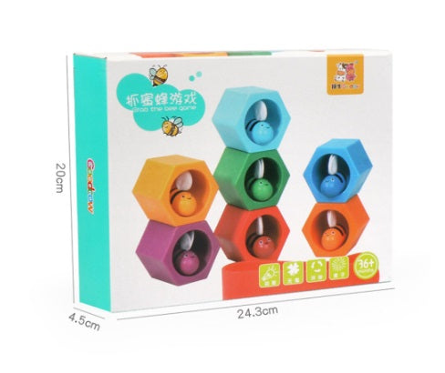 Montessori Beehives Bee Catching Game Colour Sorting Stacking Toy
