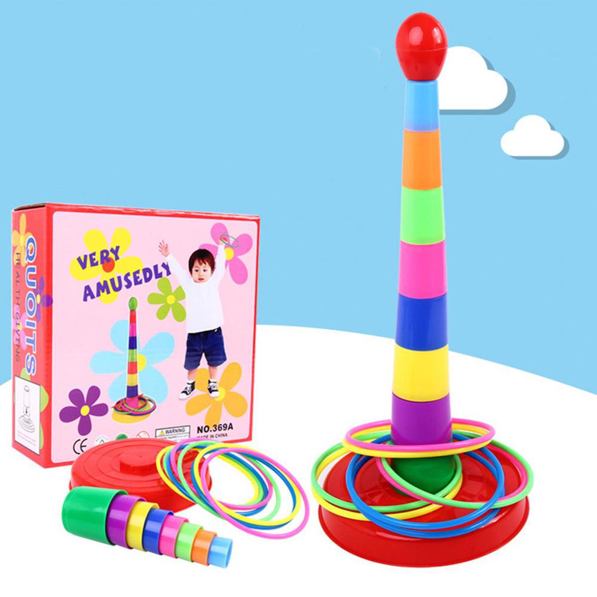 Fidtoy Toss and Catch Ring Game Set – Indoor Outdoor Family Activity Toy