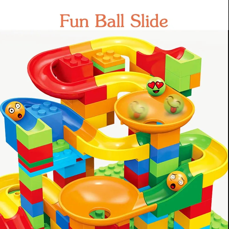 Fidtoy Slideway Blocs de Construction 206 Pièces – Jeu de Construction de Circuit de Billes pour Enfants 6+