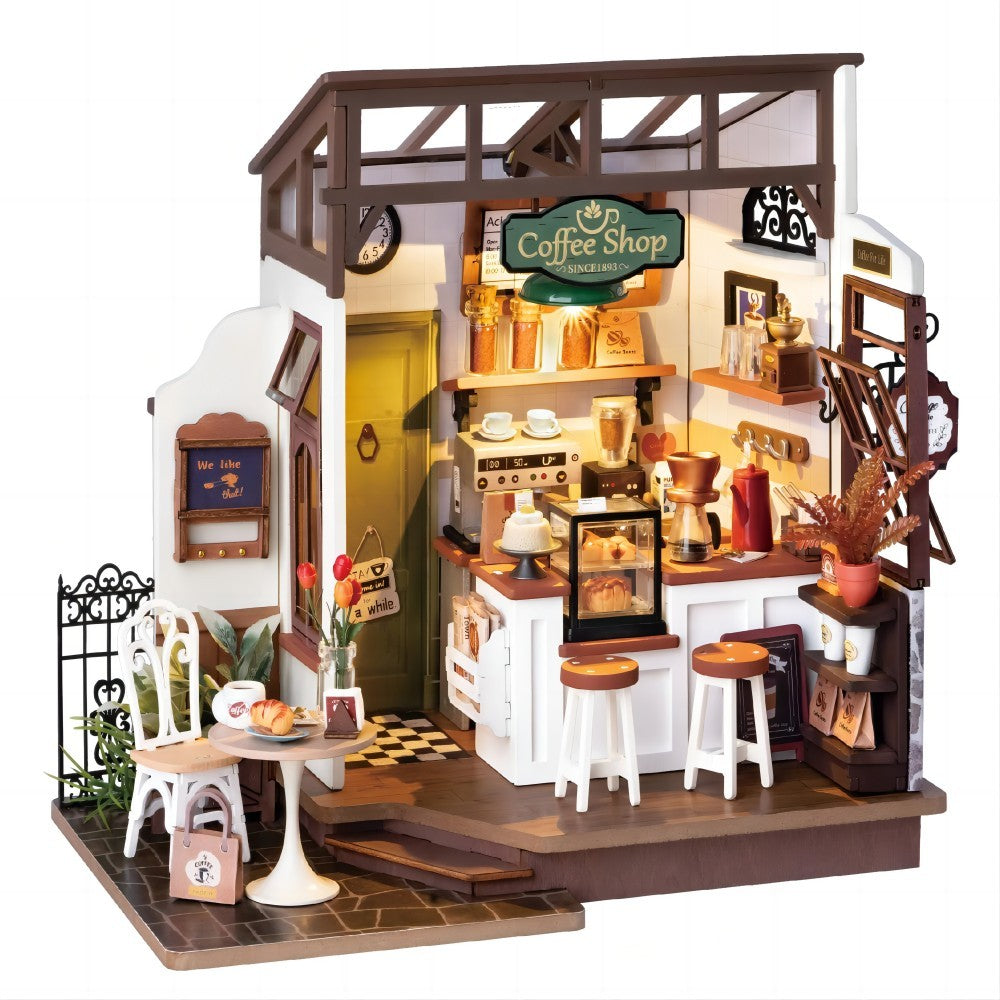 Doll House With Furniture Children Green Miniature Dollhouse Wooden Kits Assemble Toy Xmas Birthday Gifts