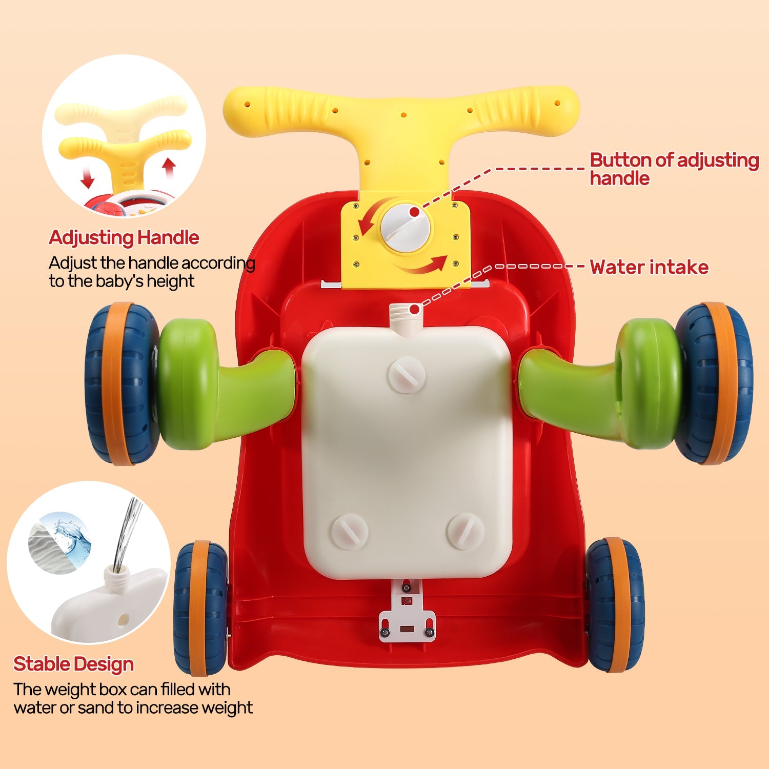 CUTE STONE Infant Toys, 2 in 1 Baby Sit-to-Stand Learning Walker, Early Educational Child Activity Center