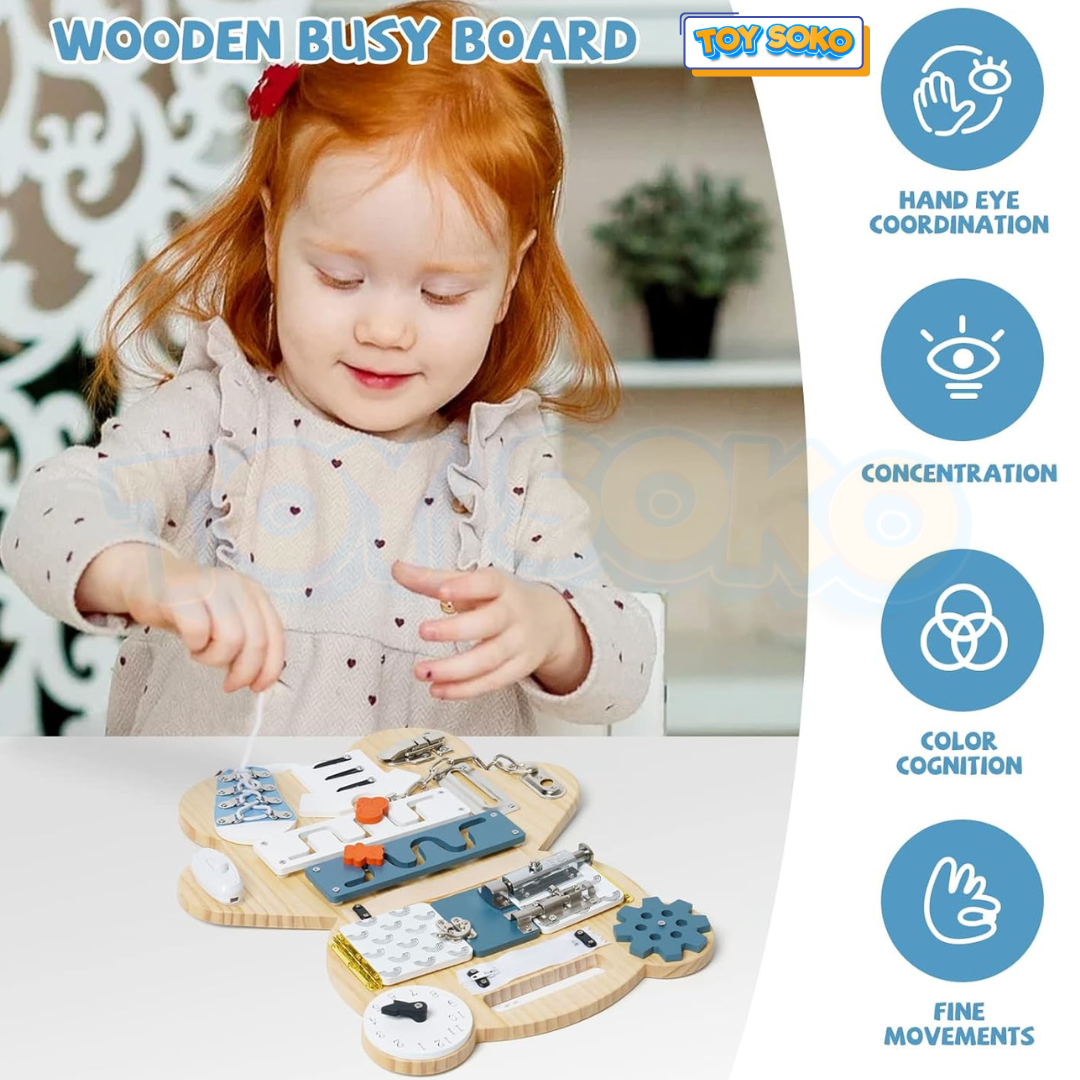 Bear Toddler Busy Board with Whiteboard Toys for 5 Year Olds