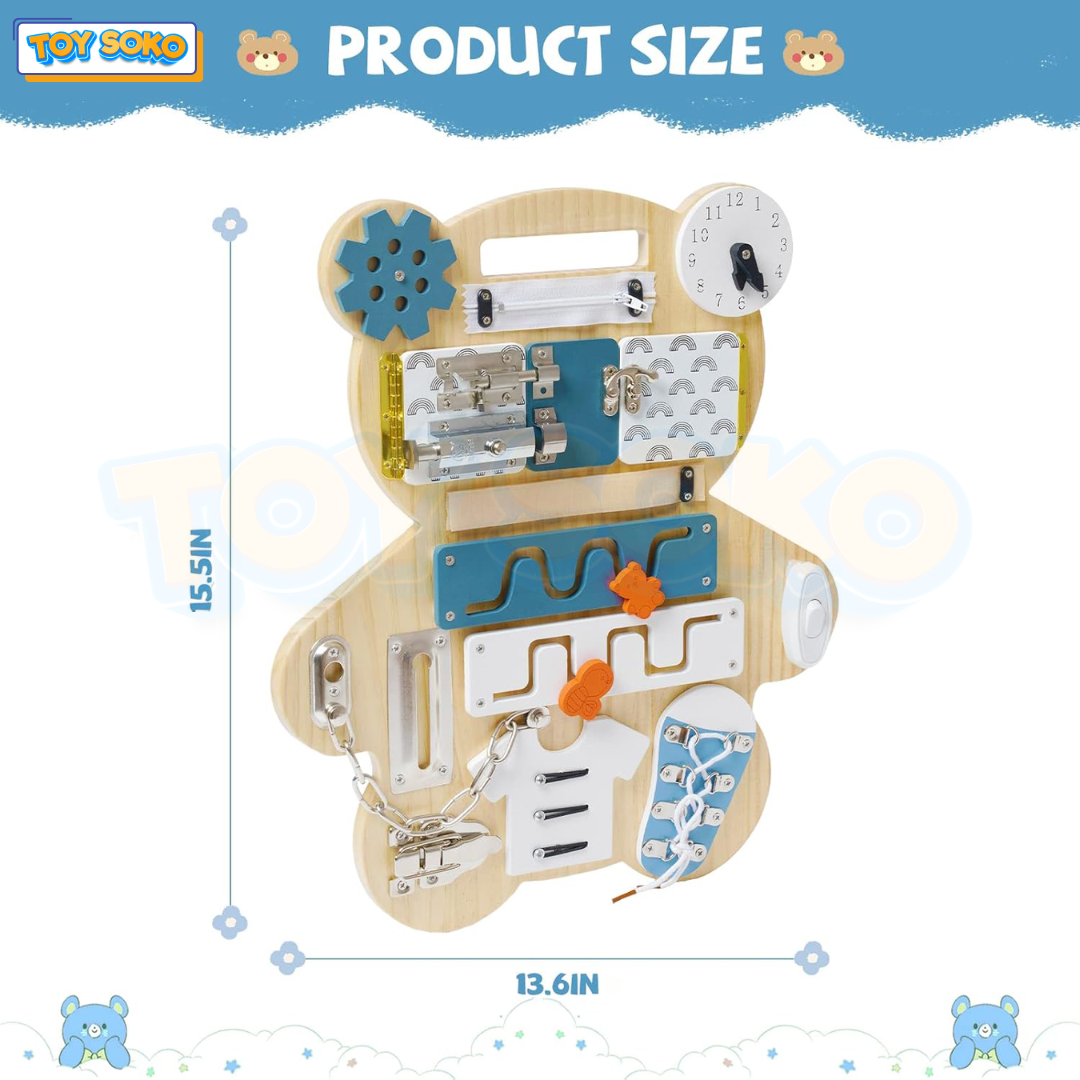 Bear Toddler Busy Board with Whiteboard Toys for 5 Year Olds