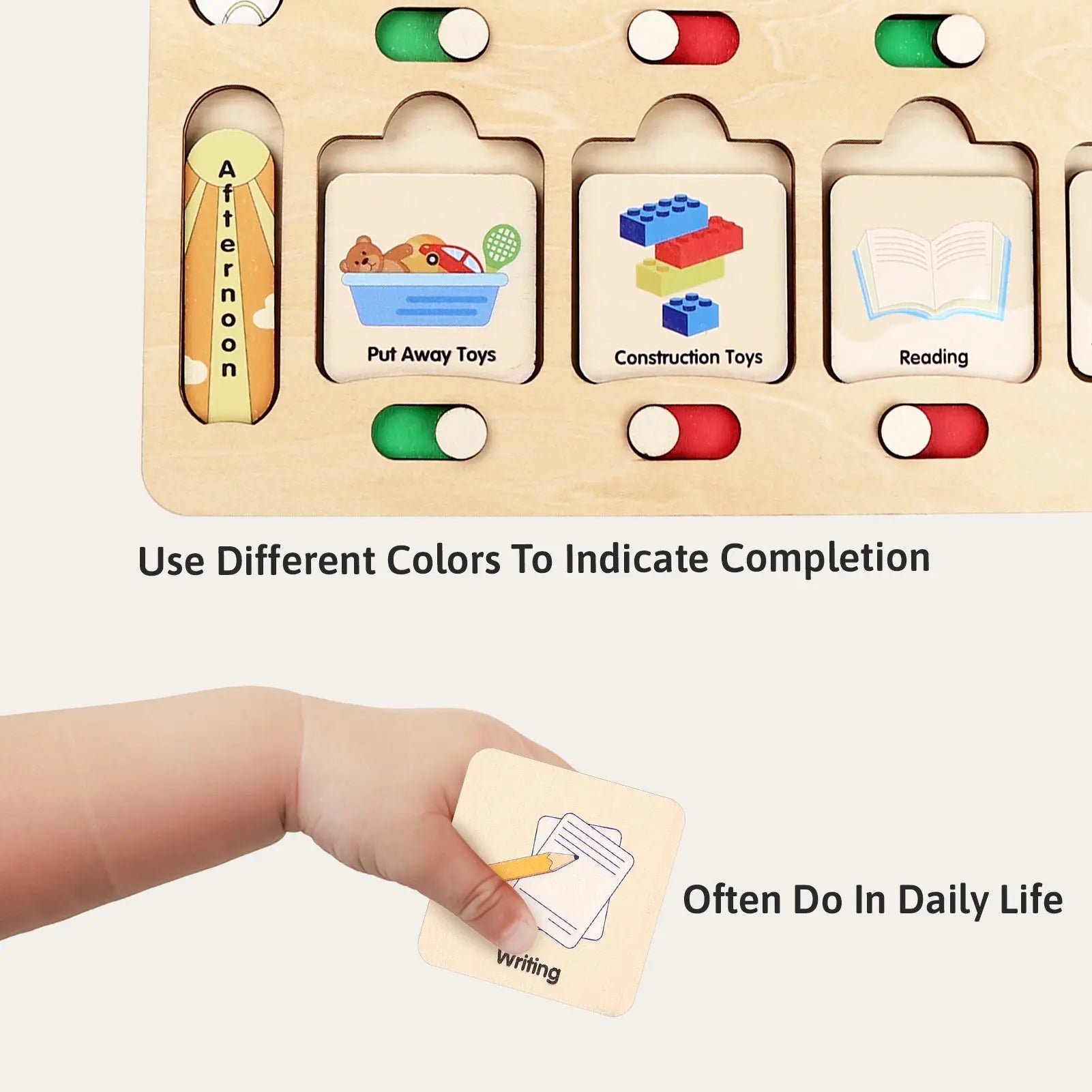 Calendario visual Montessori de madera para niños - Tablero de rutina diaria para niños de 3 a 6 años