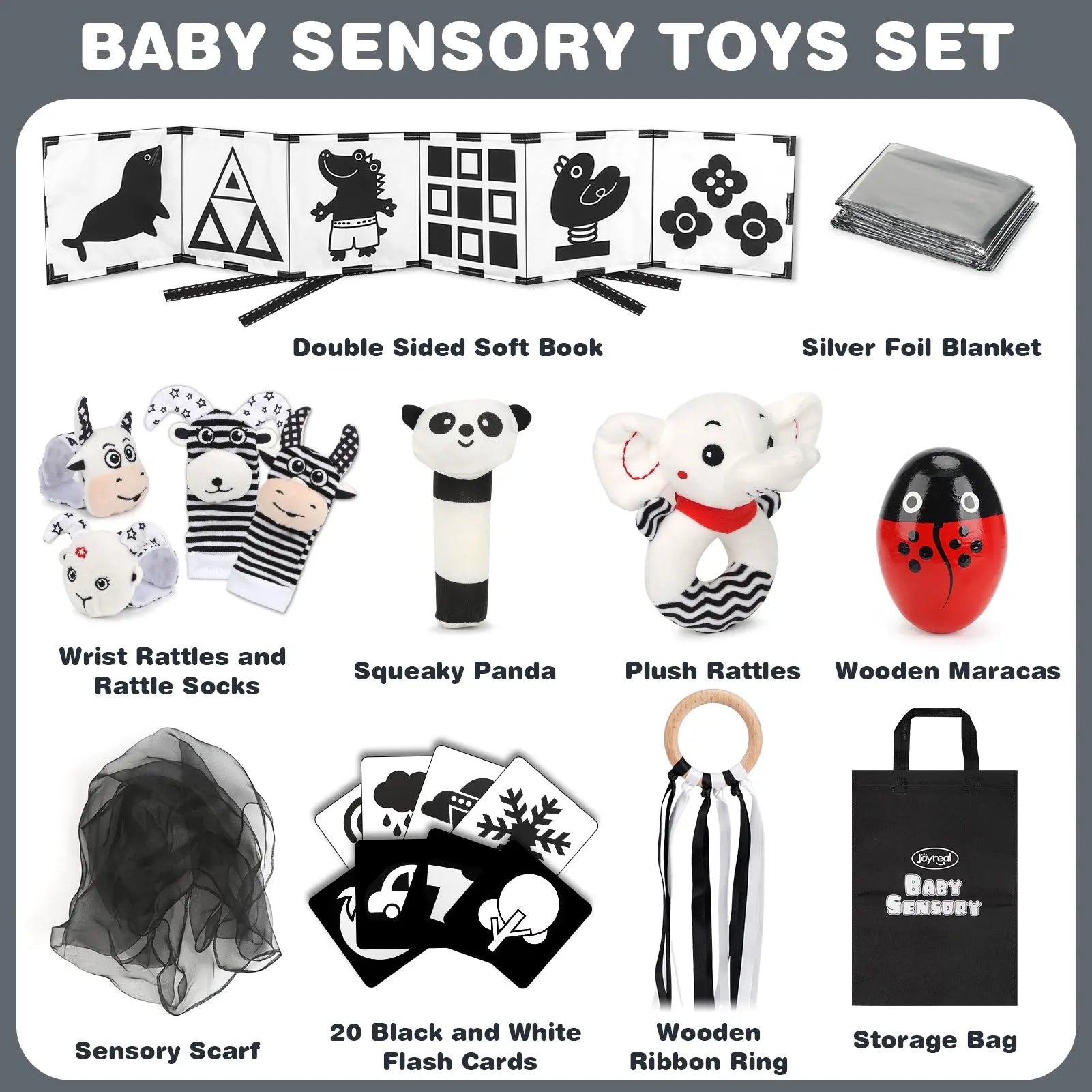 Black & White Sensory Toys for Newborns 0-6M - Early Development Set