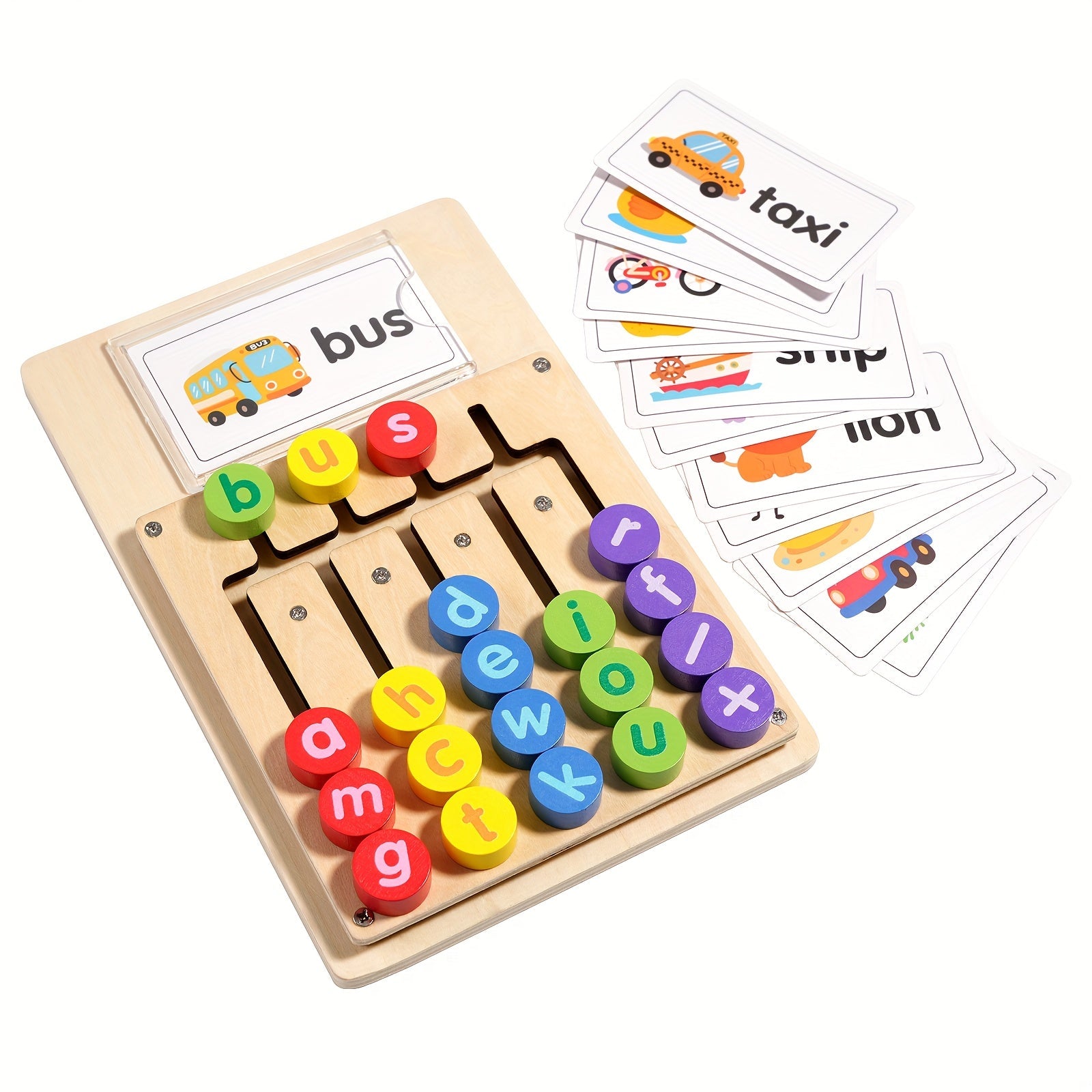 Alphabet Learning Board with 12 Word Cards for Kids