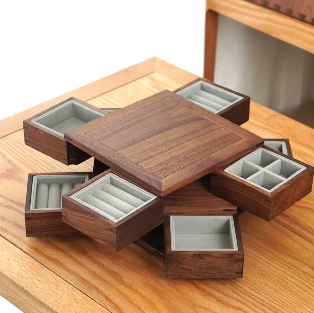 Ultra Multi-Layer Rotating Solid Wood Jewelry Storage Box