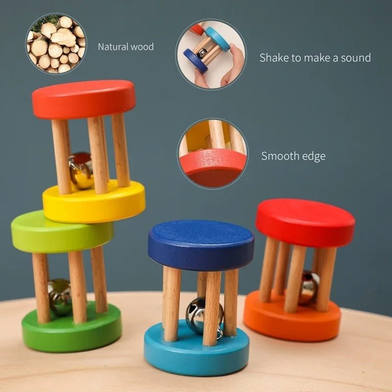 Color Wooden Rattle Toy 0-12 Months Baby - 1pc