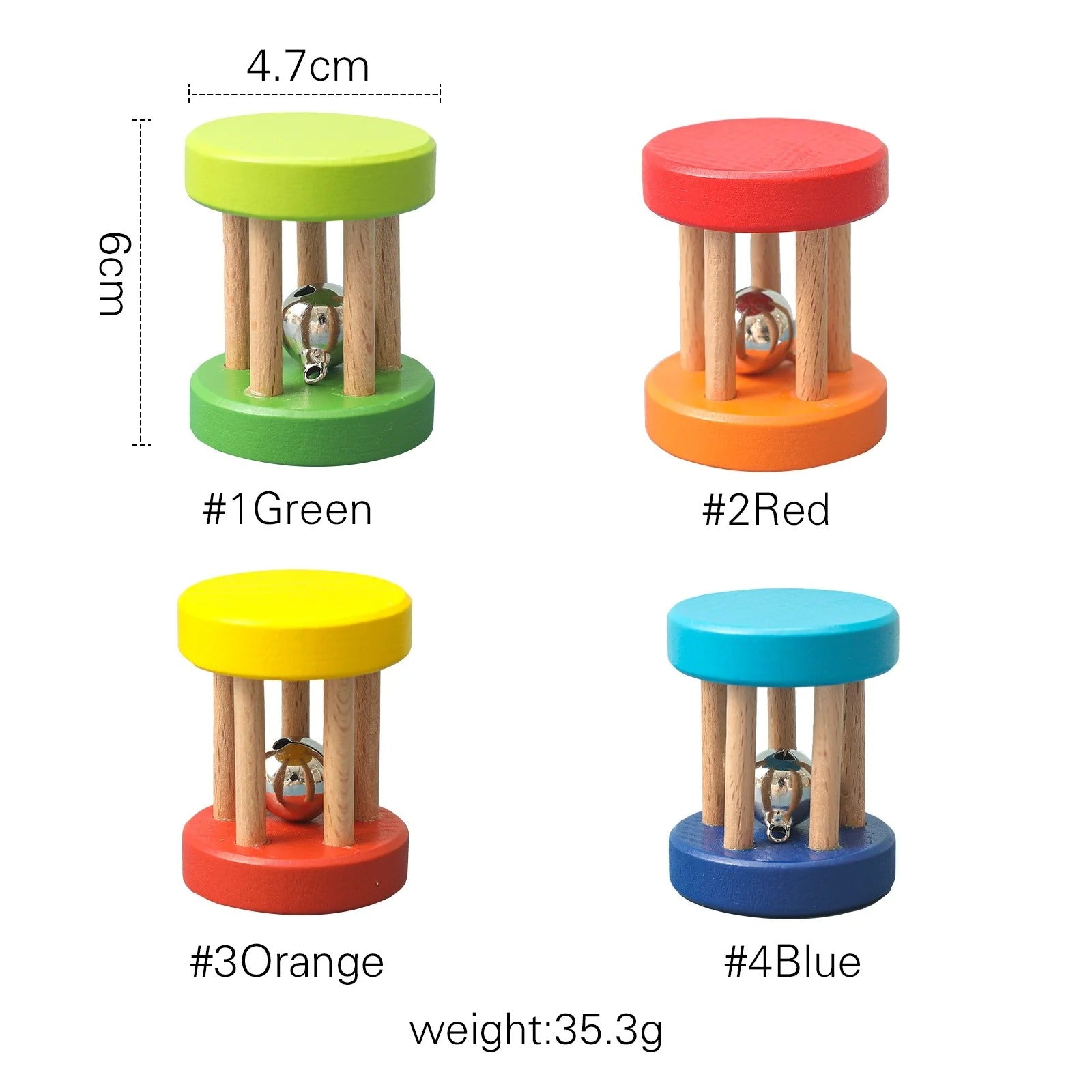 Color Wooden Rattle Toy 0-12 Months Baby - 1pc