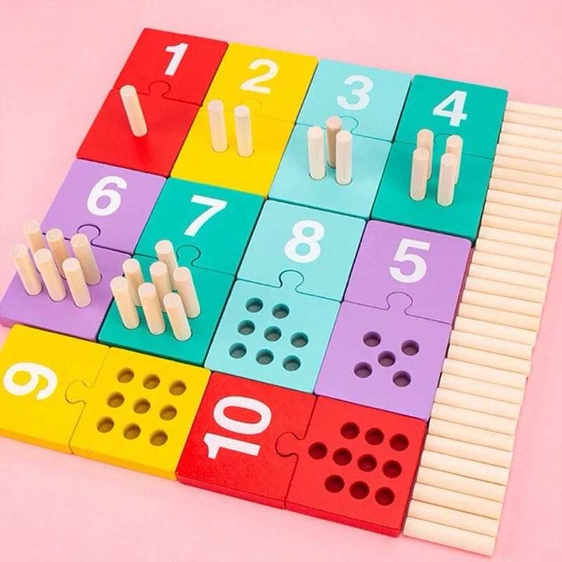 Counting Pegs Puzzle – Wooden Number Matching and Fine Motor Math Game