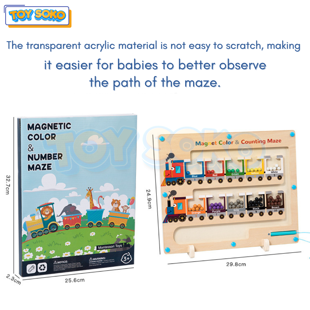 Fidtoy Coffret de train en bois Montessori, jeu de labyrinthe magnétique pour tout-petits