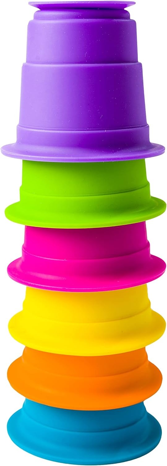 Vasos apilables de goma blanda de colores - 6 piezas