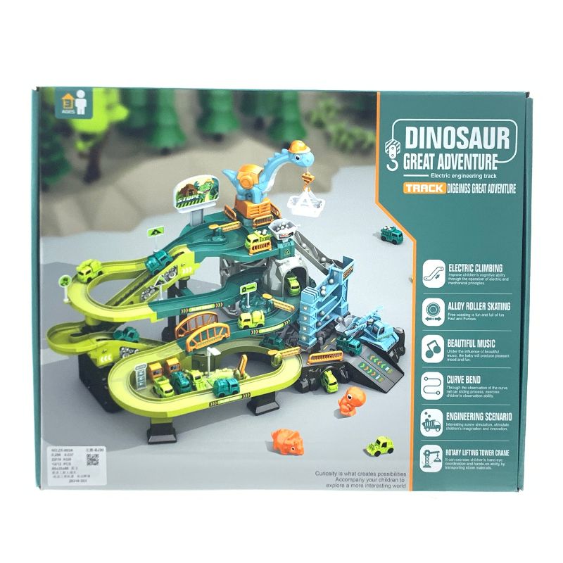 Dinosaur Construction Site Track Toy with Motorised Escalator