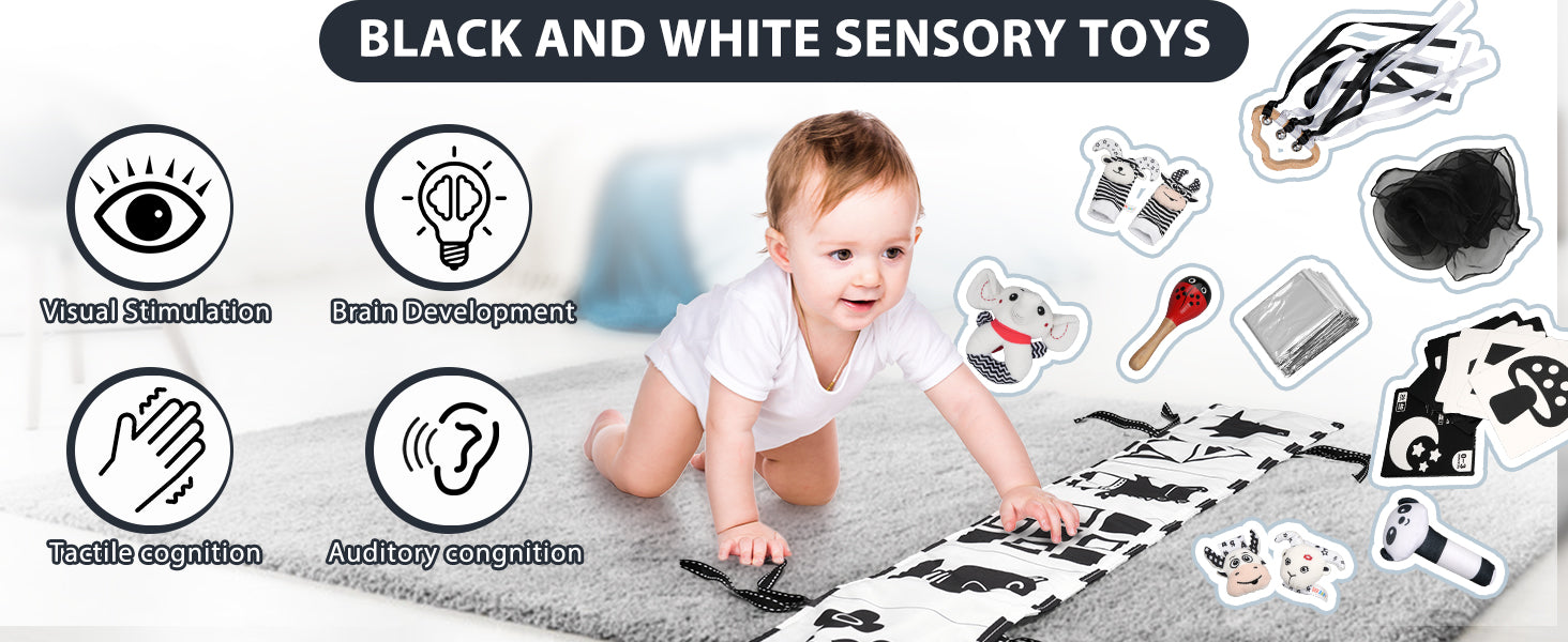 Black & White Sensory Toys for Newborns 0-6M - Early Development Set