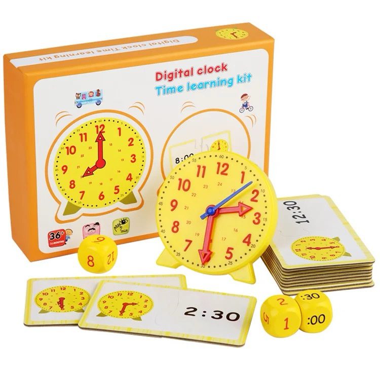 Digital Clock Time Learning Kit – Interactive Time-Telling Toy with Matching Cards and Dice