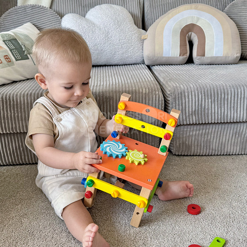 Fidtoy Wooden Tool Building Chair Set for Kids 3+