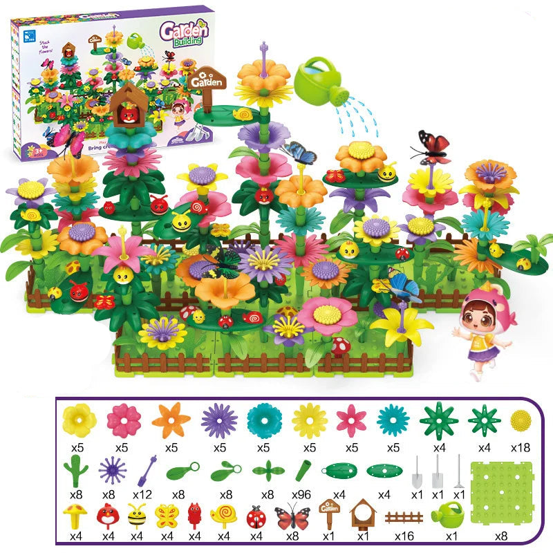 Fidtoy Flower Garden Building Toy Set for Kids 272 PCS Creative STEM Construction Flowers Toy