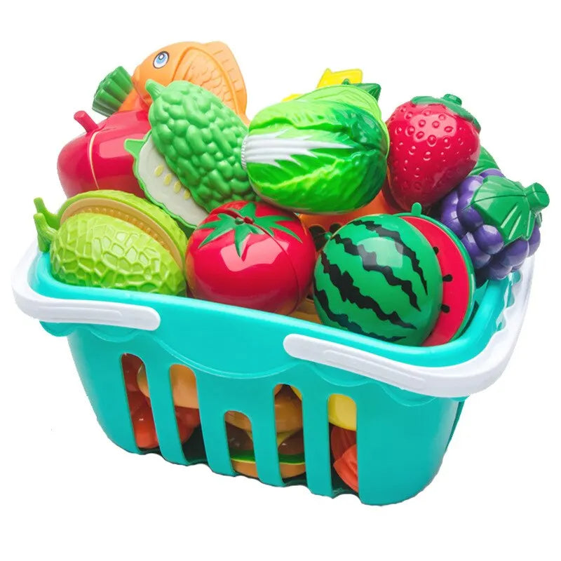 Fidtoy Cutting Fruits and Vegetables Toy Set – Pretend Play Kitchen Food Toy for Toddlers