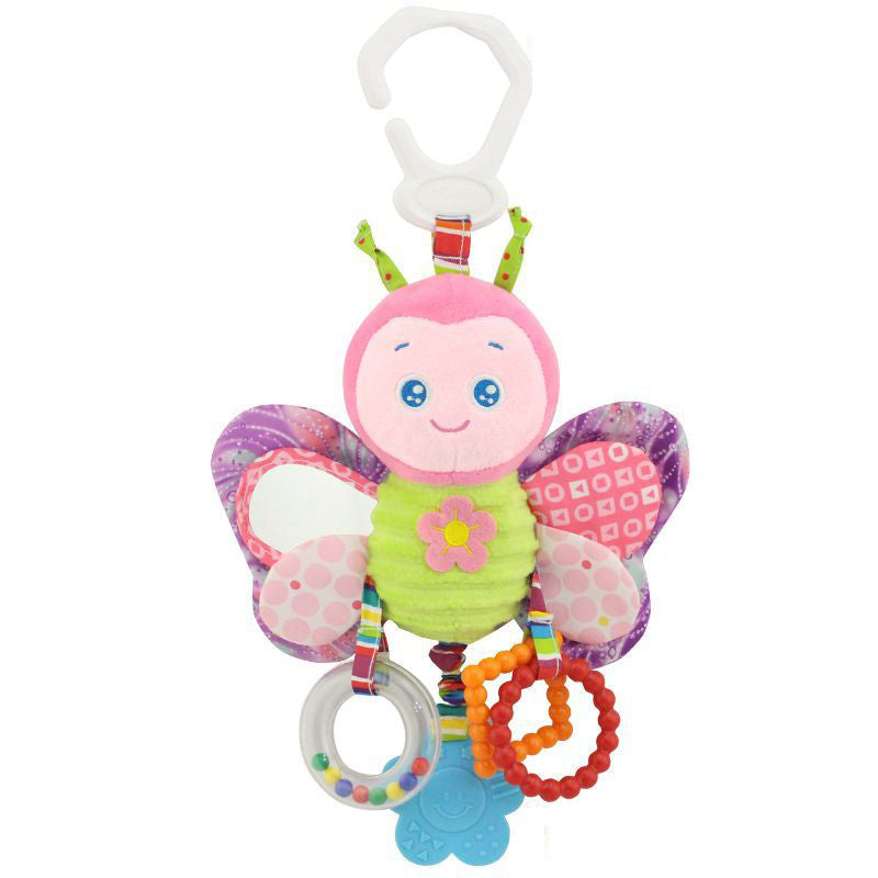 Fidtoy Baby Hanging Sensory Toy for Stroller Crib and Car Seat – Plush Rattle Teether Activity Toy