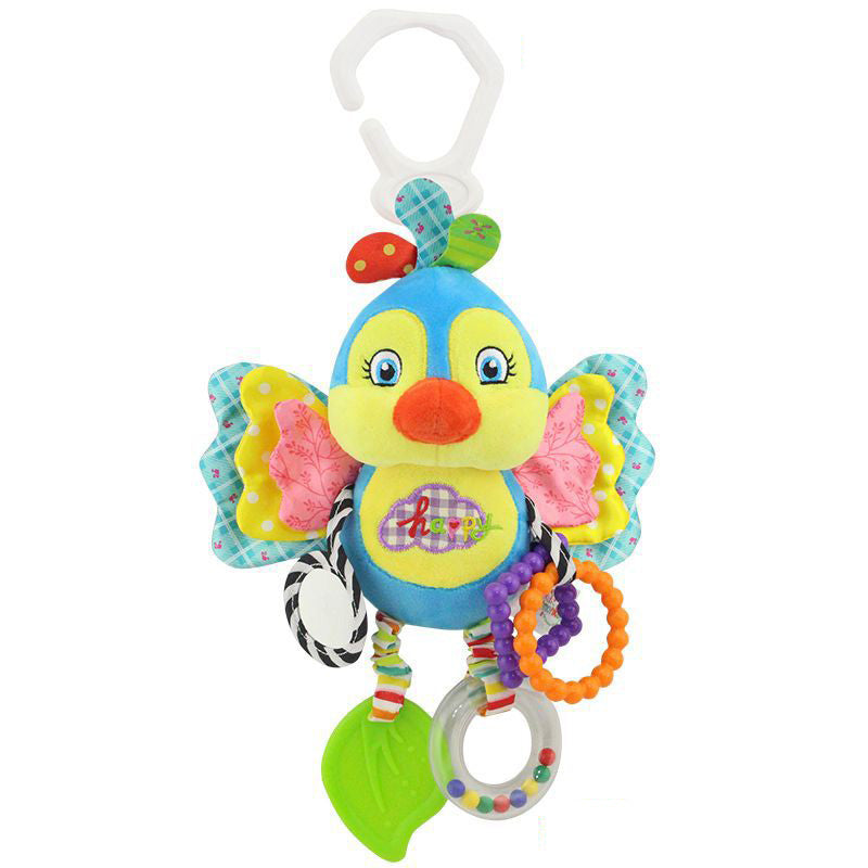Fidtoy Baby Hanging Sensory Toy for Stroller Crib and Car Seat – Plush Rattle Teether Activity Toy