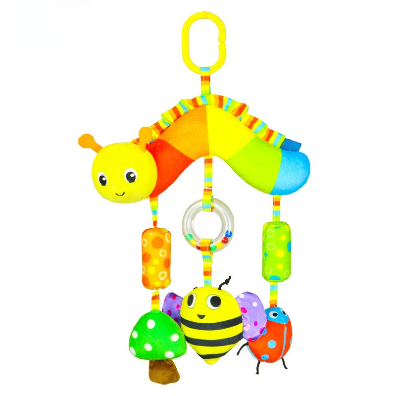 Fidtoy Baby Stroller Hanging Toy Plush Animal Sensory Rattle for Car Seat Crib and Infant Travel Play