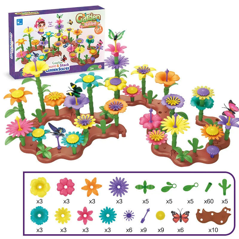 Fidtoy Flower Garden Building Toy Set for Kids 272 PCS Creative STEM Construction Flowers Toy
