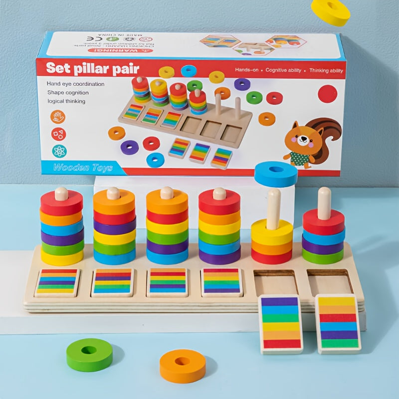 Fidtoy Hanoi Tower Puzzle Game for Toddlers Color Sorting and Fine Motor Skills