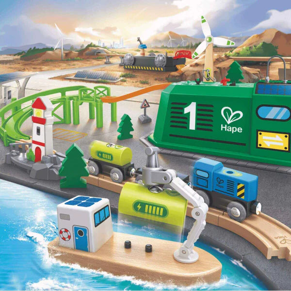 Fidtoy Eco Energy Train Set Wooden Railway Toy for Kids