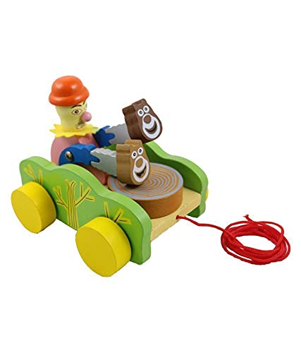 1 Clown Pull Along Wooden Toy Will be shipped - EKT3626