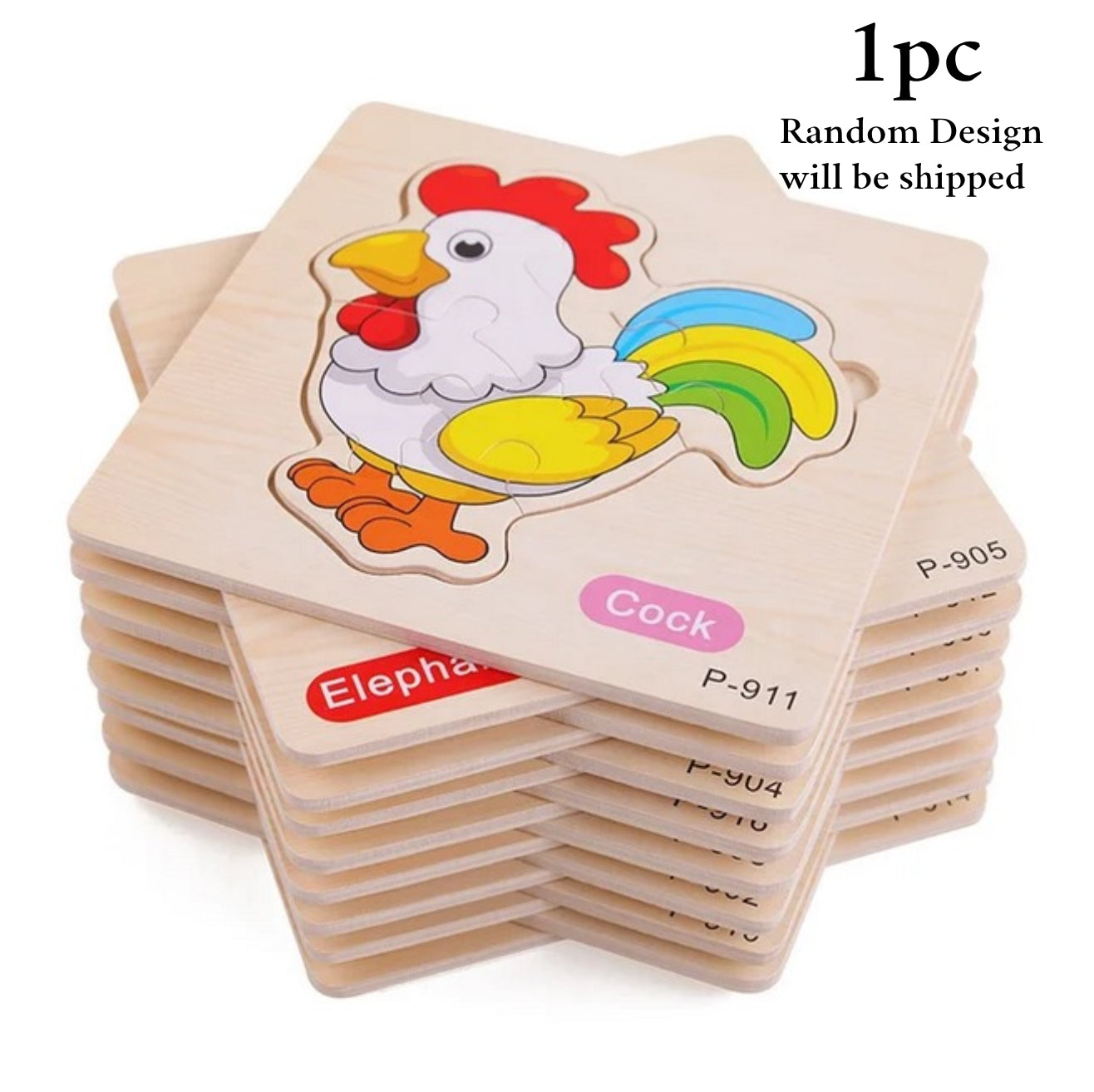 Wooden jigsaw puzzle with name 1 pc random design will be shipped - EKT2789