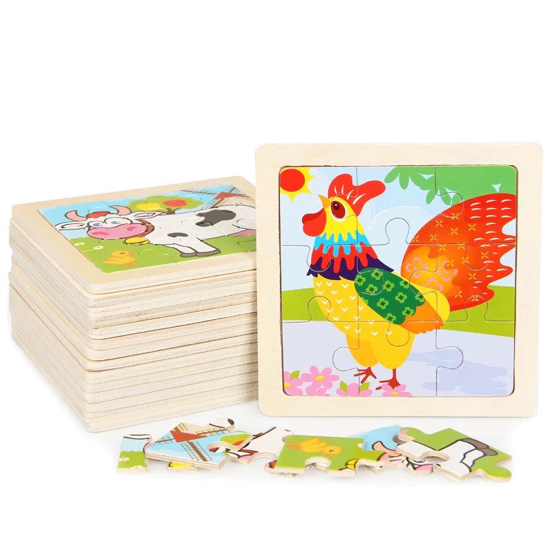 Lot of 10 Wooden Puzzles for Children