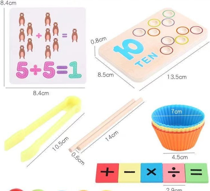 Wooden Beads Counting and Sorting Game - Montessori Educational Toys