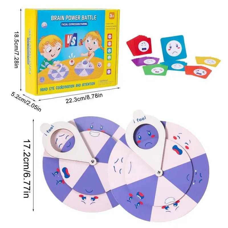 Family Fun Puzzle Game Wooden Facial Expression Spinners Hand-Eye Coordination Challenge Interactive Toy Board Table Game Gift For Kids