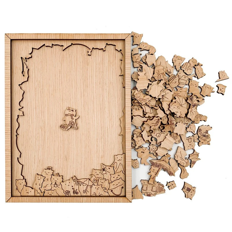 Fidtoy 100 Cats Wooden Puzzle – Creative & Educational Cat-Shaped Jigsaw for Kids and Adults