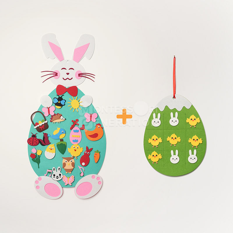 Fidtoy Jouet d'activité mural en feutre Lapin pour enfants 1+ Décoration de Pâques